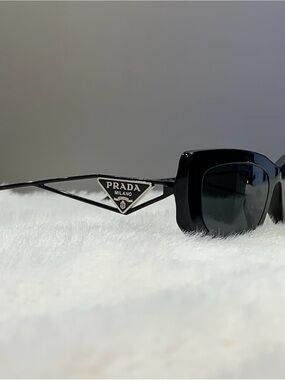 Prada Black  PR 14YS Square Sunglasses with Logo Temple
